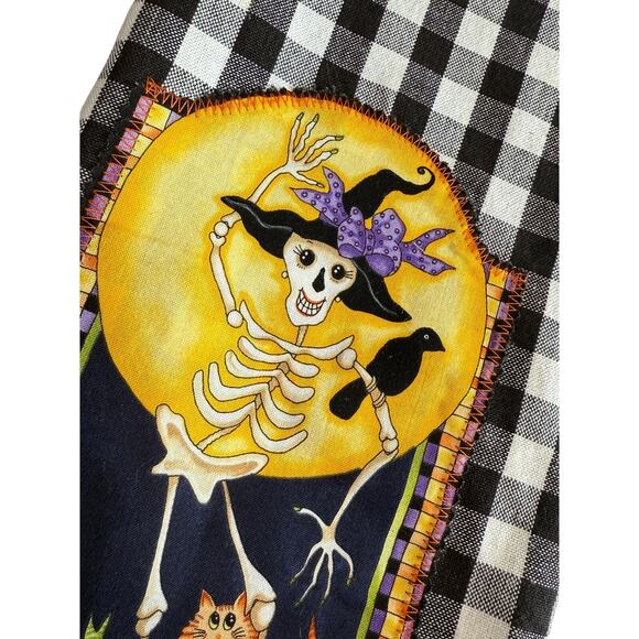 Wimpole Street‎ Creations Halloween Skeleton Witch Plaid Gingham Tea Dish Towel - Picture 3 of 7